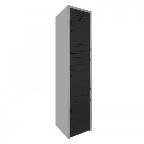 Locker metálico dual grande - 3 puertas negro